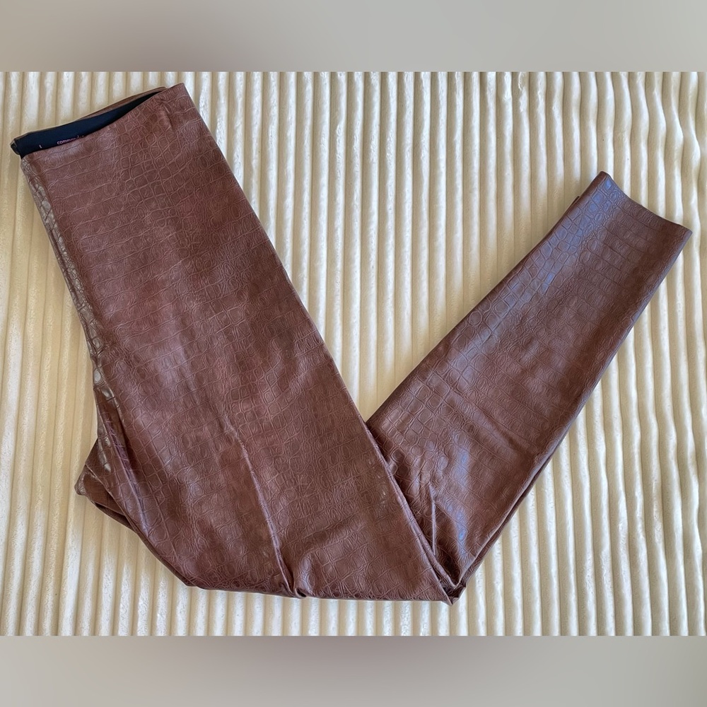 Commando leggings Faux Leather Croc-Embossed size Large LIKE NEW brown - Picture 6 of 17